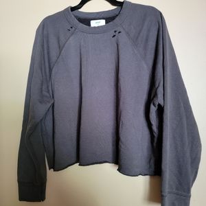 Aerie Cropped Distressed Sweatshirt